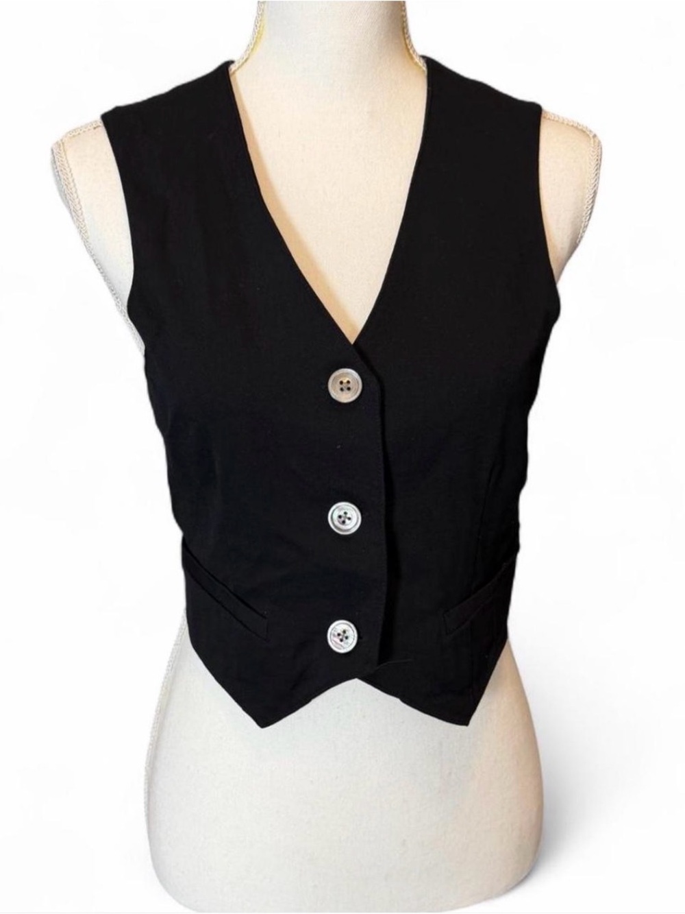 Vintage 90s Y2K GAP Women’s Cropped Black Tailored Suit Vest Size S